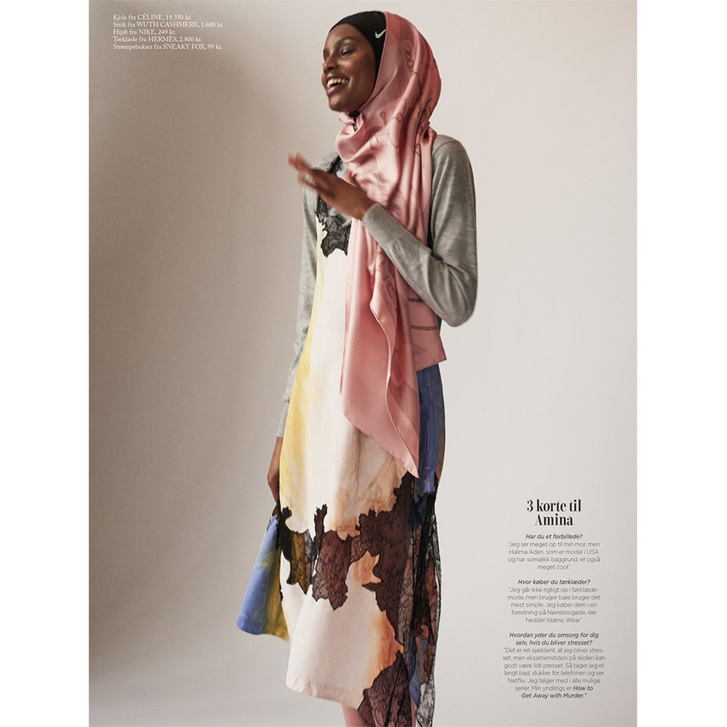 Amina Adan in our cashmere pullover in the Magazine Eurowoman