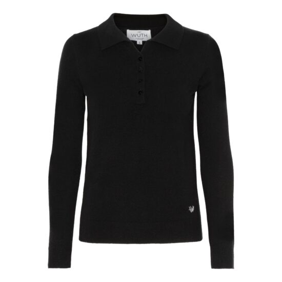 Polo kaschmir pullover für Damen aus Wuth Copenhagen im eine klassische schwarz färbe.