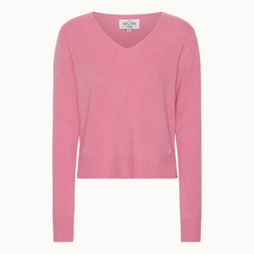 V-neck cashmere pullover fra Wuth Copenhagen i en flot pink farve