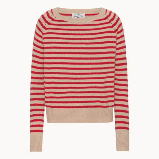 Red striped cashmere sweater from Wuth Copenhagen.