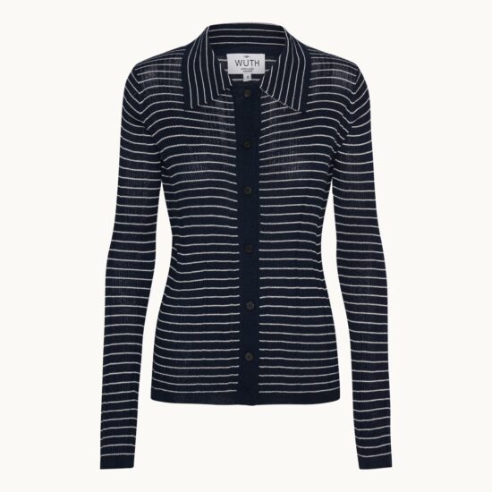 Basic Cashmere Silk Polo Cardigan from Wuth Copenhagen in 85% silk and 15% cashmere.