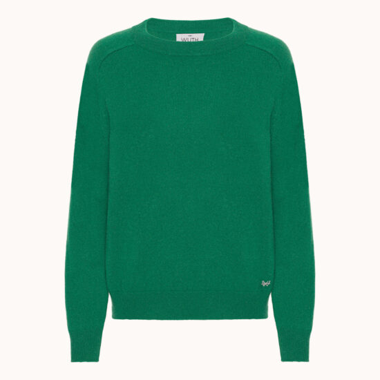 The most delicious cashmere blouse in 100% cashmere. Caroline in a cool Gren color.