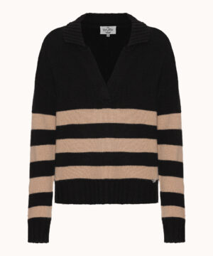 Rikke Pullover from Wuth Copenhagen. Striped cashmere polo pullover in the softest cashmere.